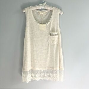 A’reve Lace Pocket Jeweled Tank Top